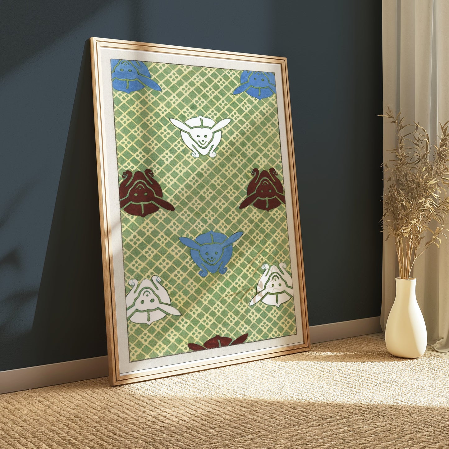 Premium Poster of Playful Pattern of Whimsical Faces Design Posters