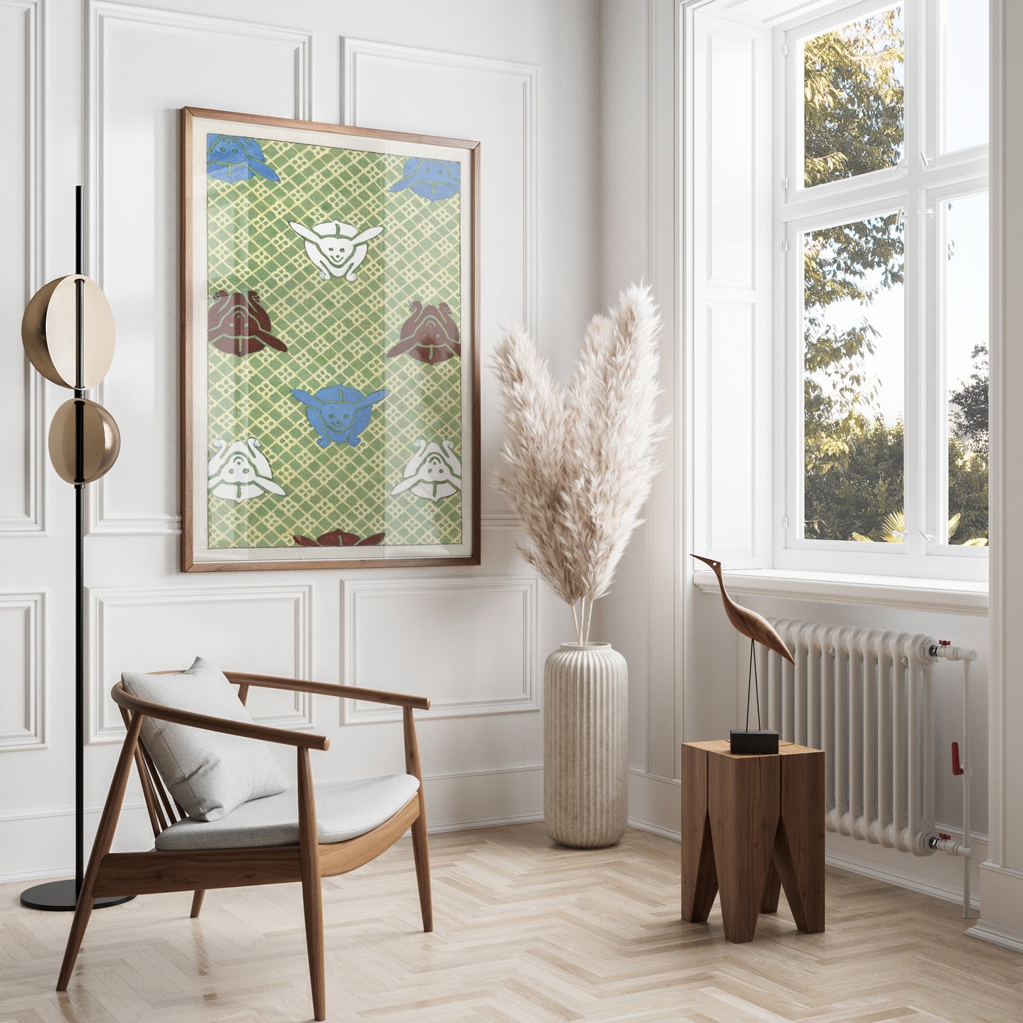 Premium Poster of Playful Pattern of Whimsical Faces Design Posters