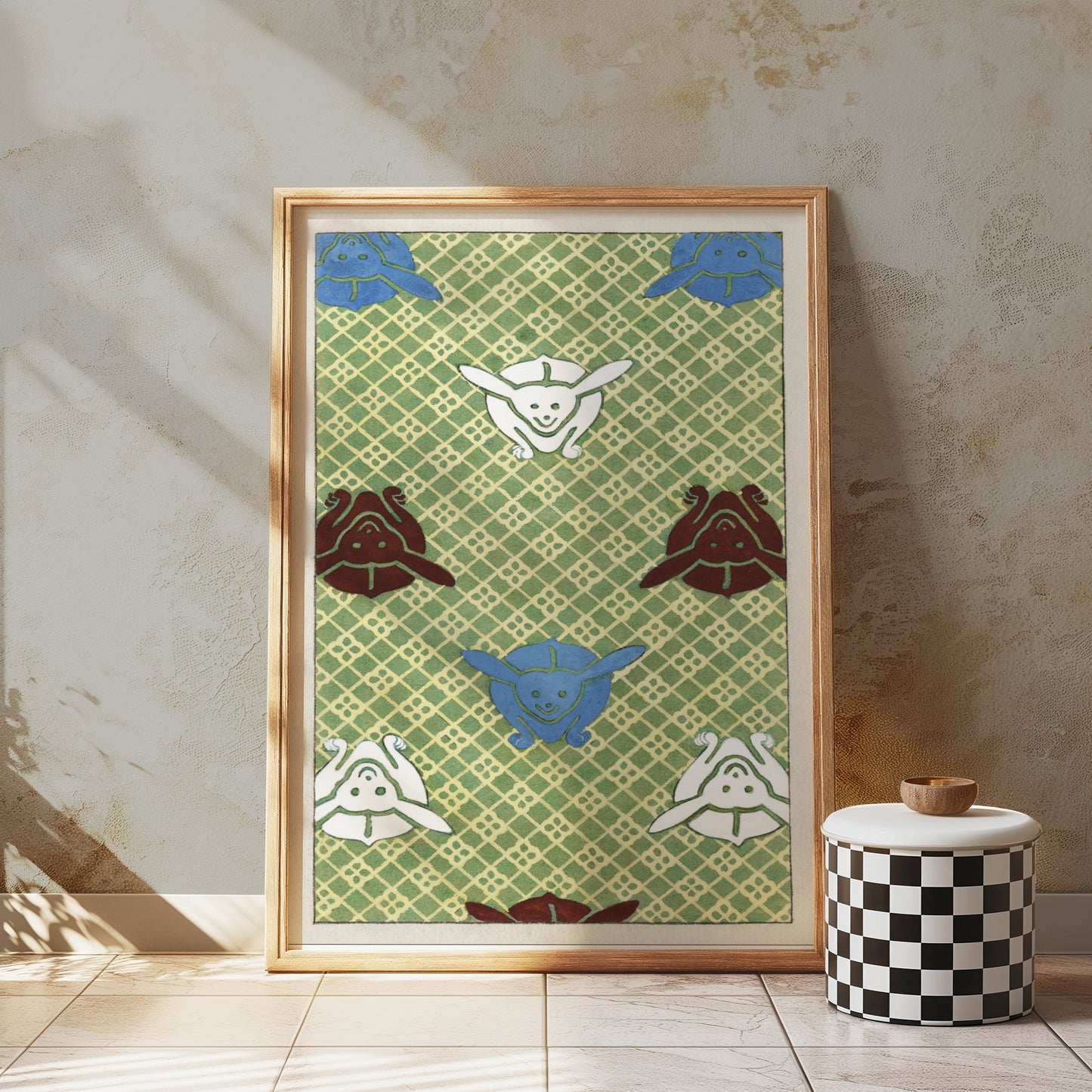 Premium Poster of Playful Pattern of Whimsical Faces Design Posters