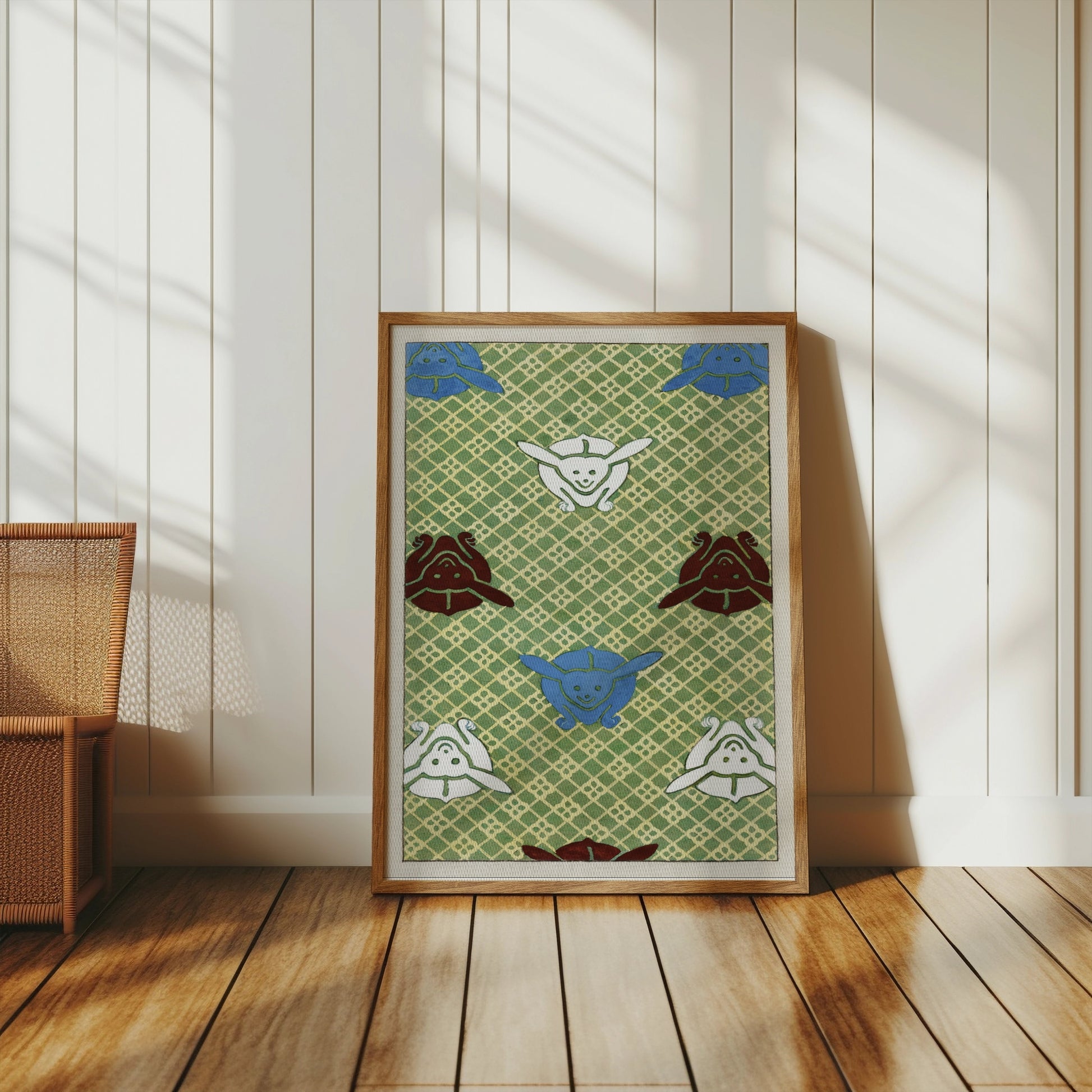 Premium Poster of Playful Pattern of Whimsical Faces Design Posters