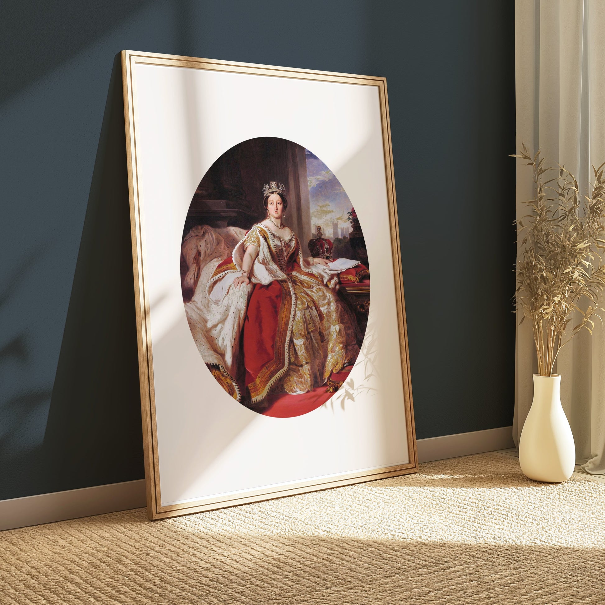 Premium Poster of Portrait of Royal Woman in Regal Attire with Crown Posters