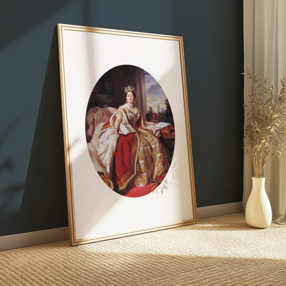 Premium Poster of Portrait of Royal Woman in Regal Attire with Crown Posters