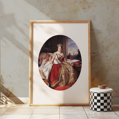 Premium Poster of Portrait of Royal Woman in Regal Attire with Crown Posters