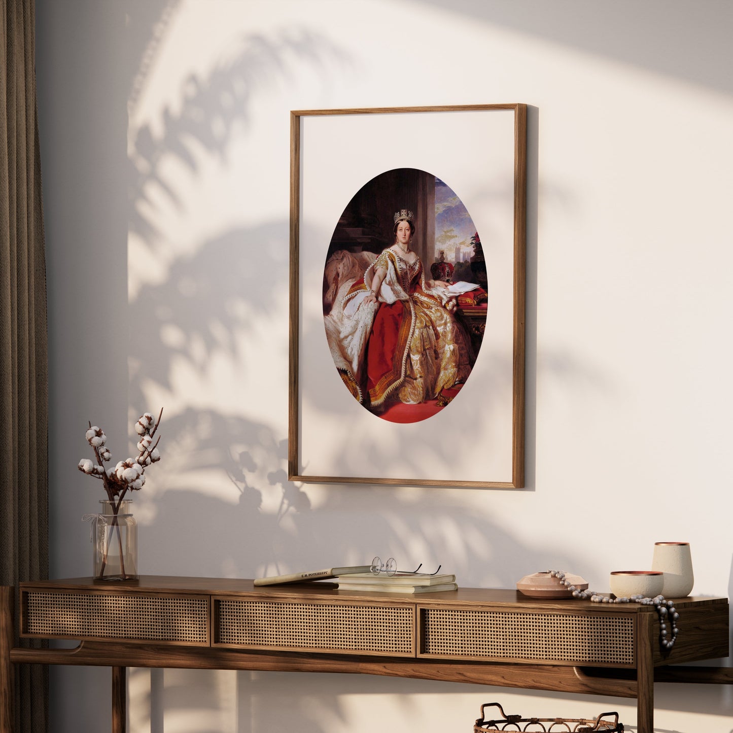Premium Poster of Portrait of Royal Woman in Regal Attire with Crown Posters
