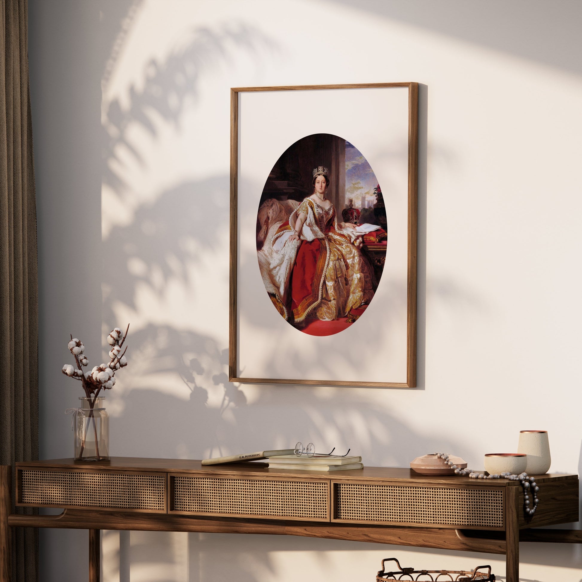 Premium Poster of Portrait of Royal Woman in Regal Attire with Crown Posters