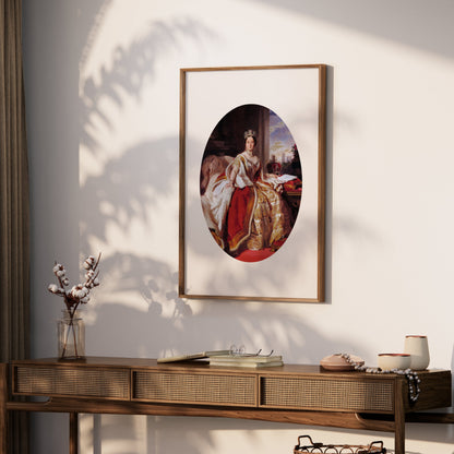 Premium Poster of Portrait of Royal Woman in Regal Attire with Crown Posters