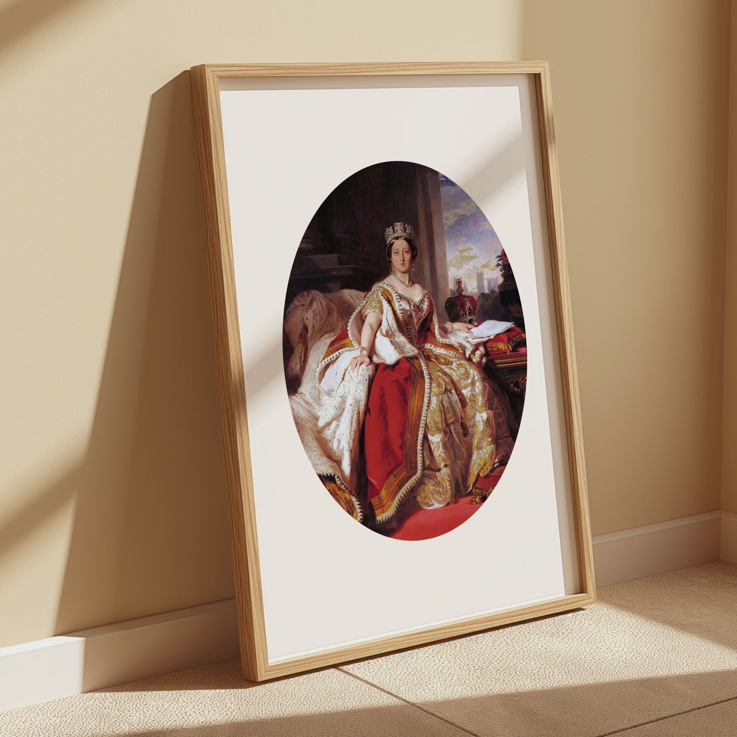 Premium Poster of Portrait of Royal Woman in Regal Attire with Crown Posters