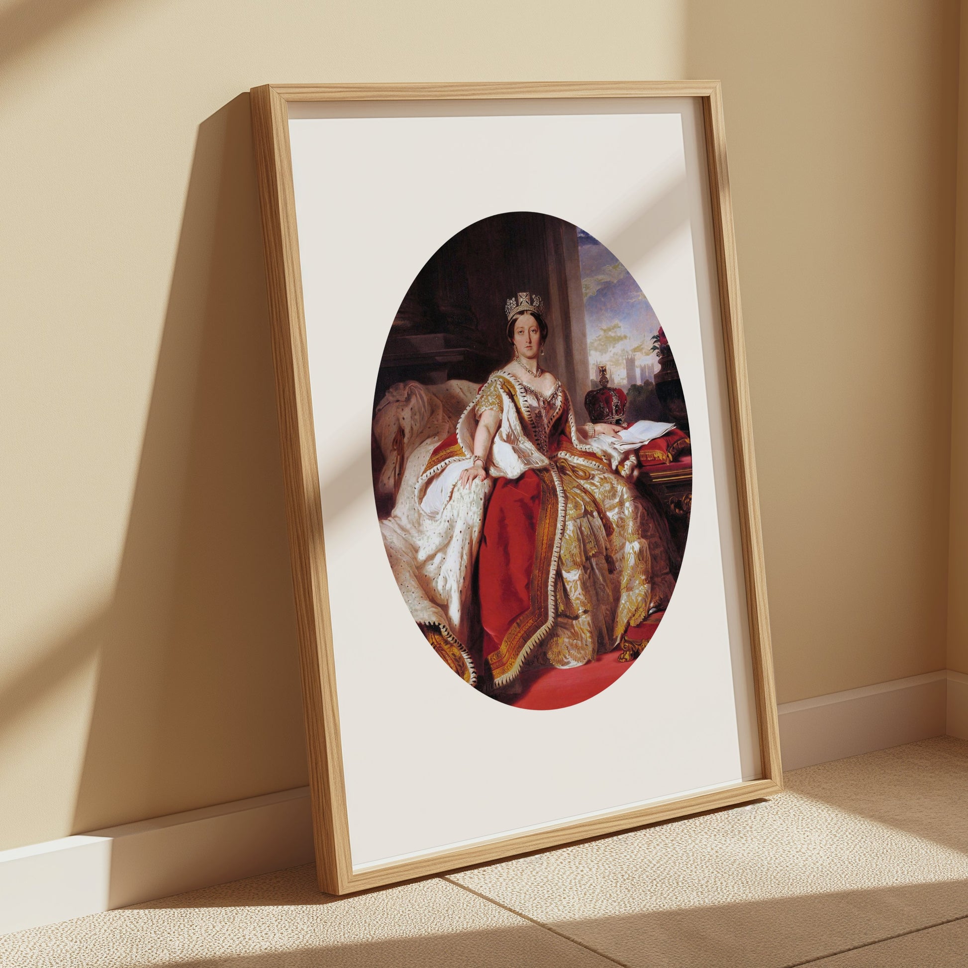Premium Poster of Portrait of Royal Woman in Regal Attire with Crown Posters
