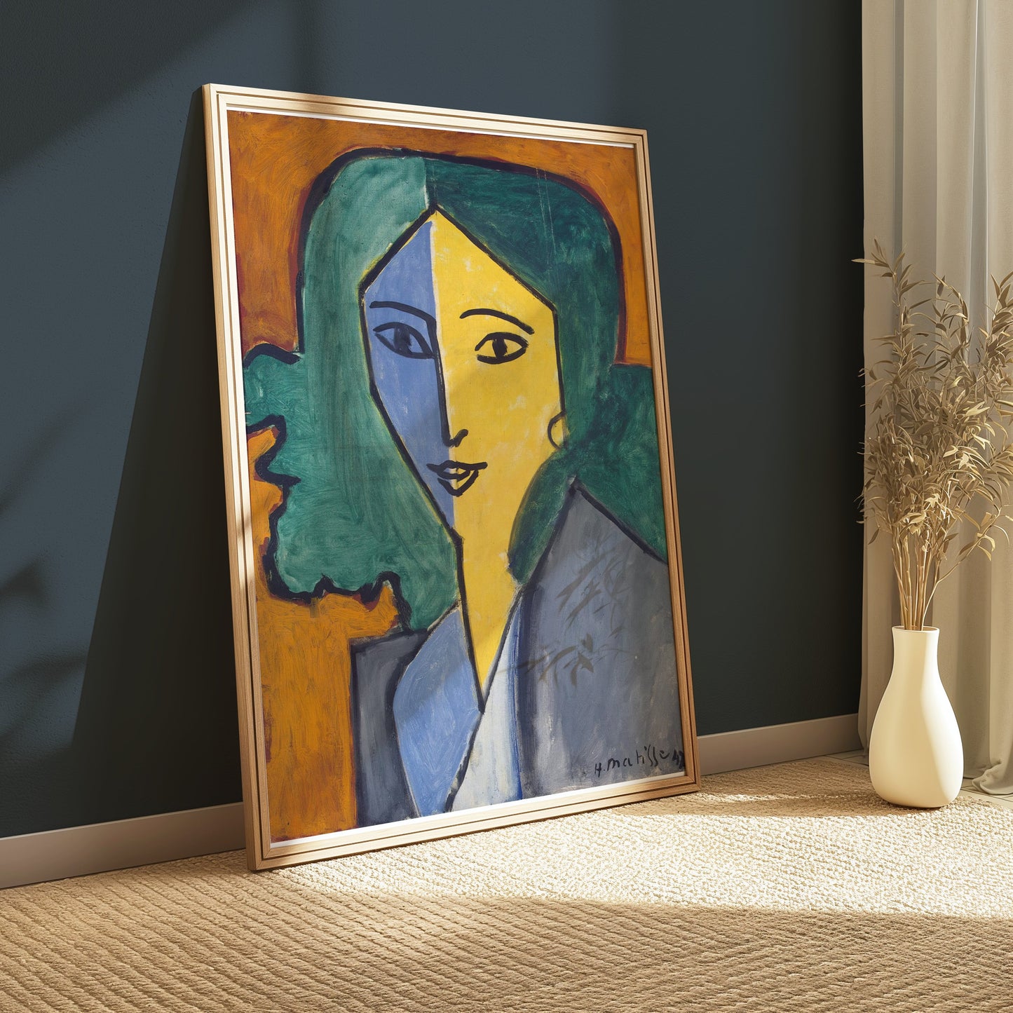 Premium Poster of Portrait of Woman with Green Hair Abstract Art Posters