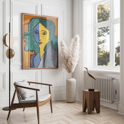 Premium Poster of Portrait of Woman with Green Hair Abstract Art Posters