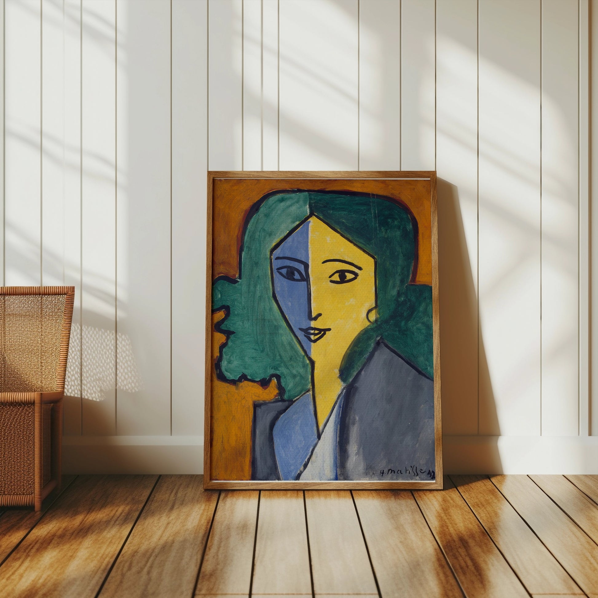 Premium Poster of Portrait of Woman with Green Hair Abstract Art Posters