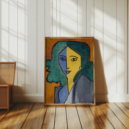 Premium Poster of Portrait of Woman with Green Hair Abstract Art Posters