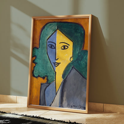 Premium Poster of Portrait of Woman with Green Hair Abstract Art Posters