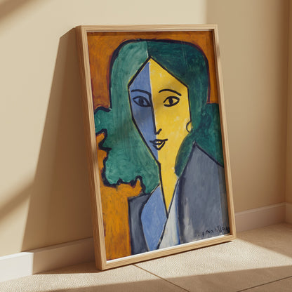 Premium Poster of Portrait of Woman with Green Hair Abstract Art Posters