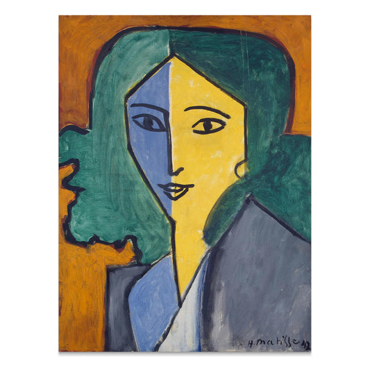 Premium Poster of Portrait of Woman with Green Hair Abstract Art Posters