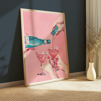 Premium Poster of Pouring Pink Drink Celebration Artwork Posters