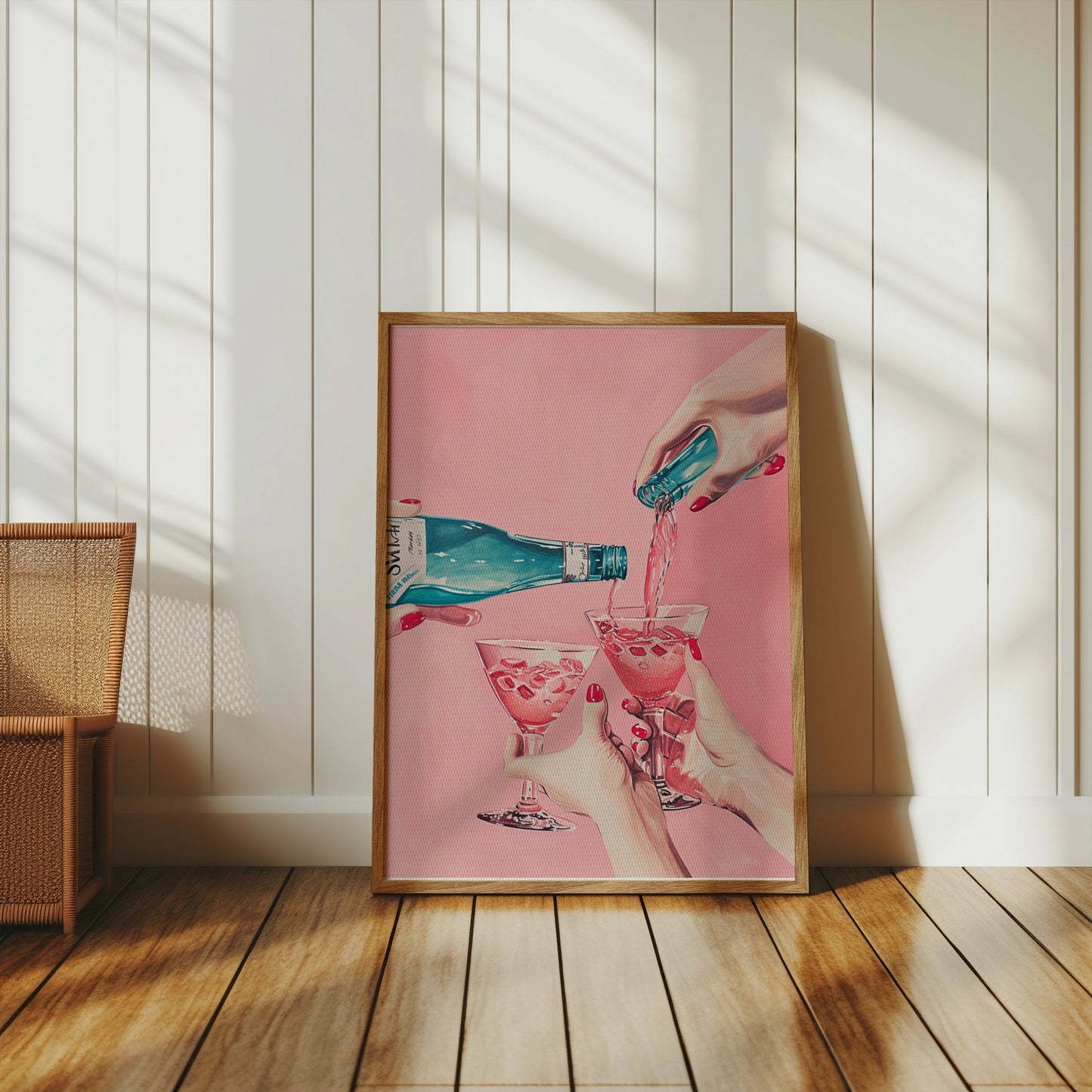Premium Poster of Pouring Pink Drink Celebration Artwork Posters