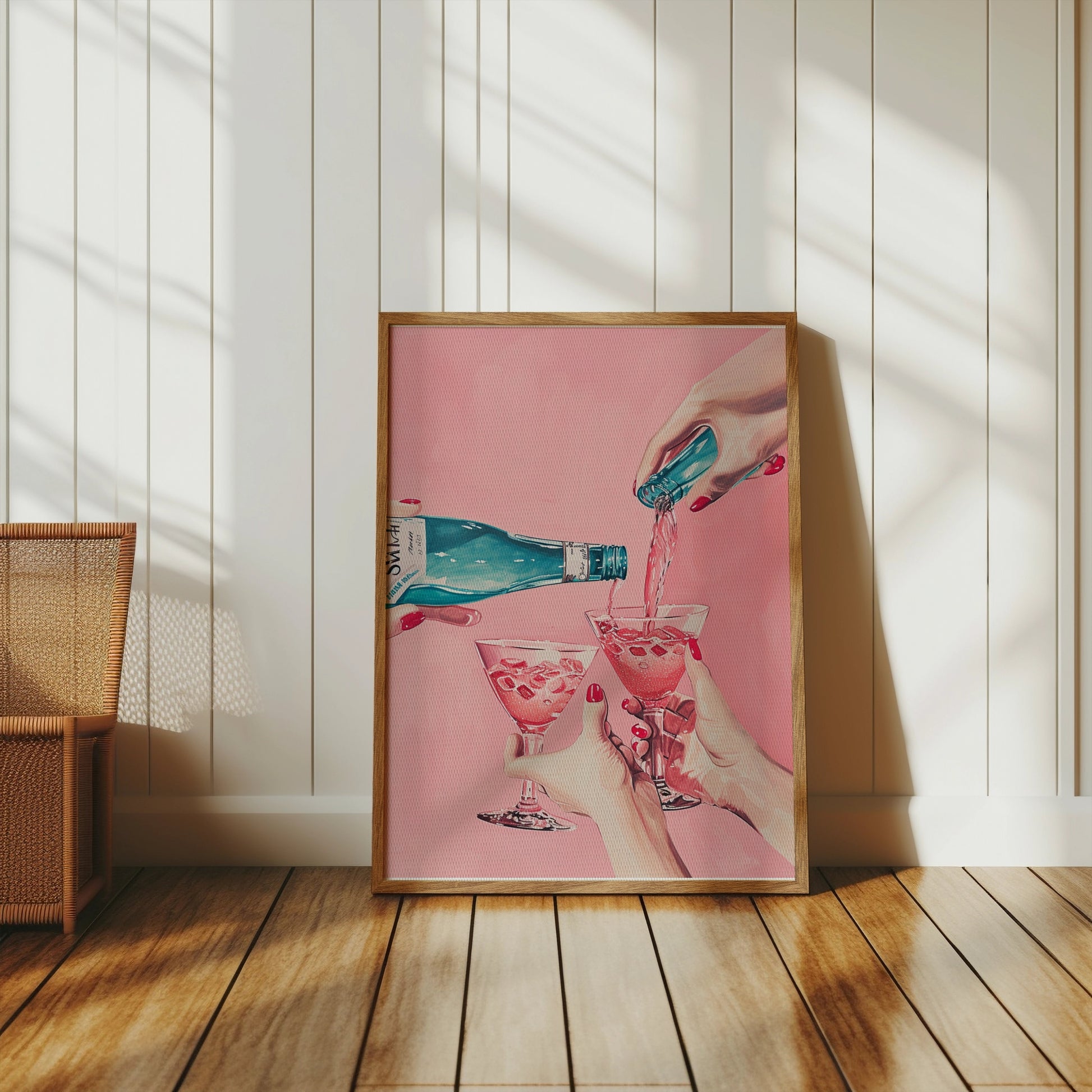 Premium Poster of Pouring Pink Drink Celebration Artwork Posters