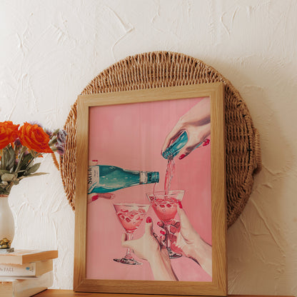 Premium Poster of Pouring Pink Drink Celebration Artwork Posters