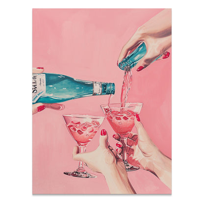 Premium Poster of Pouring Pink Drink Celebration Artwork Posters