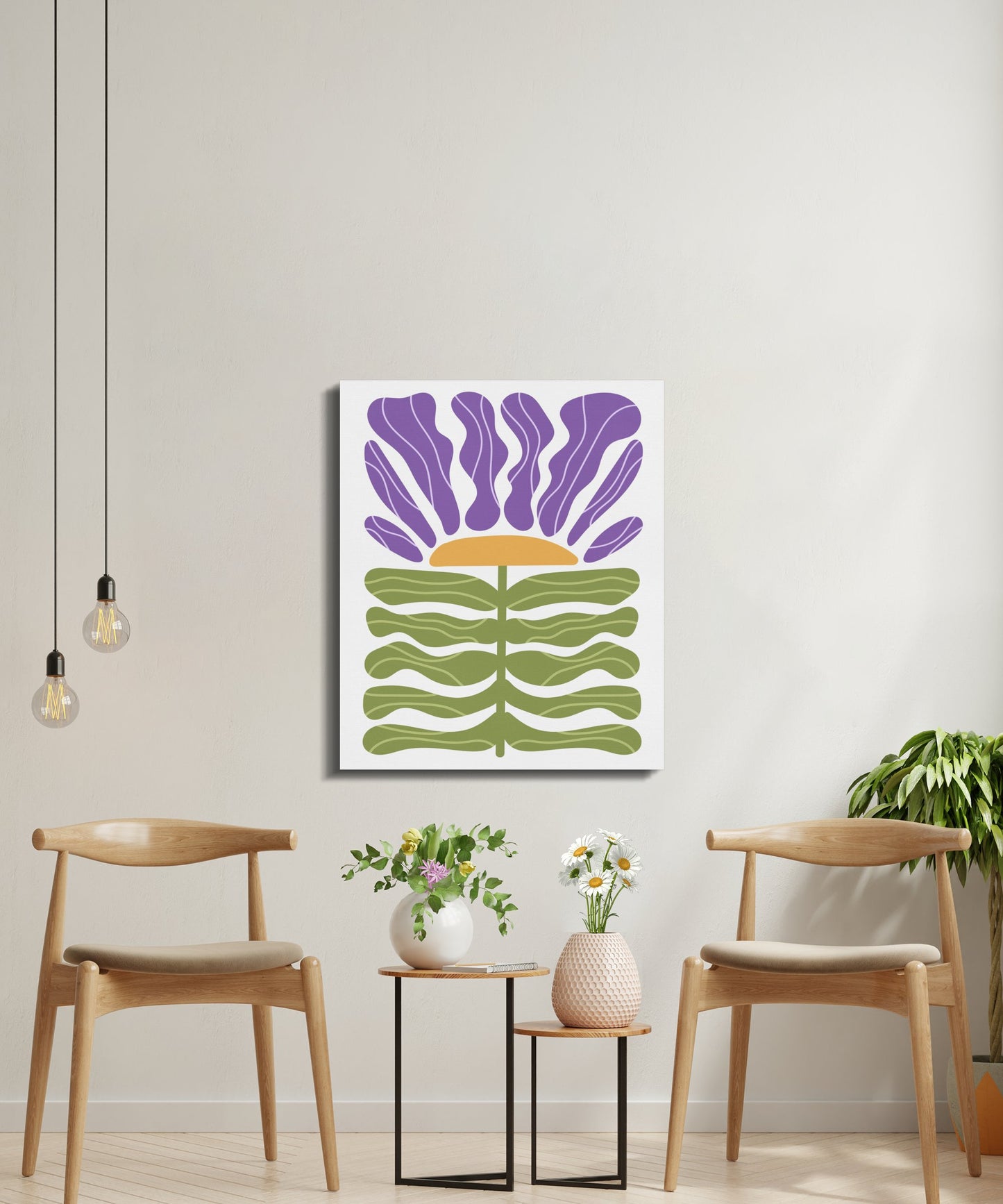 Premium Poster of Purple and Green Floral Wall Art Canvas Wraps