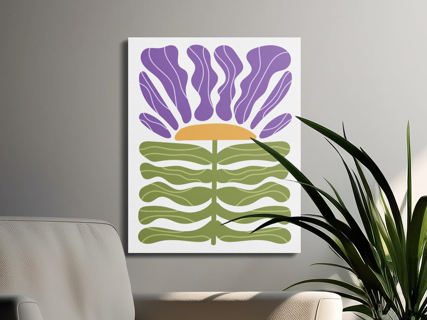 Premium Poster of Purple and Green Floral Wall Art Canvas Wraps