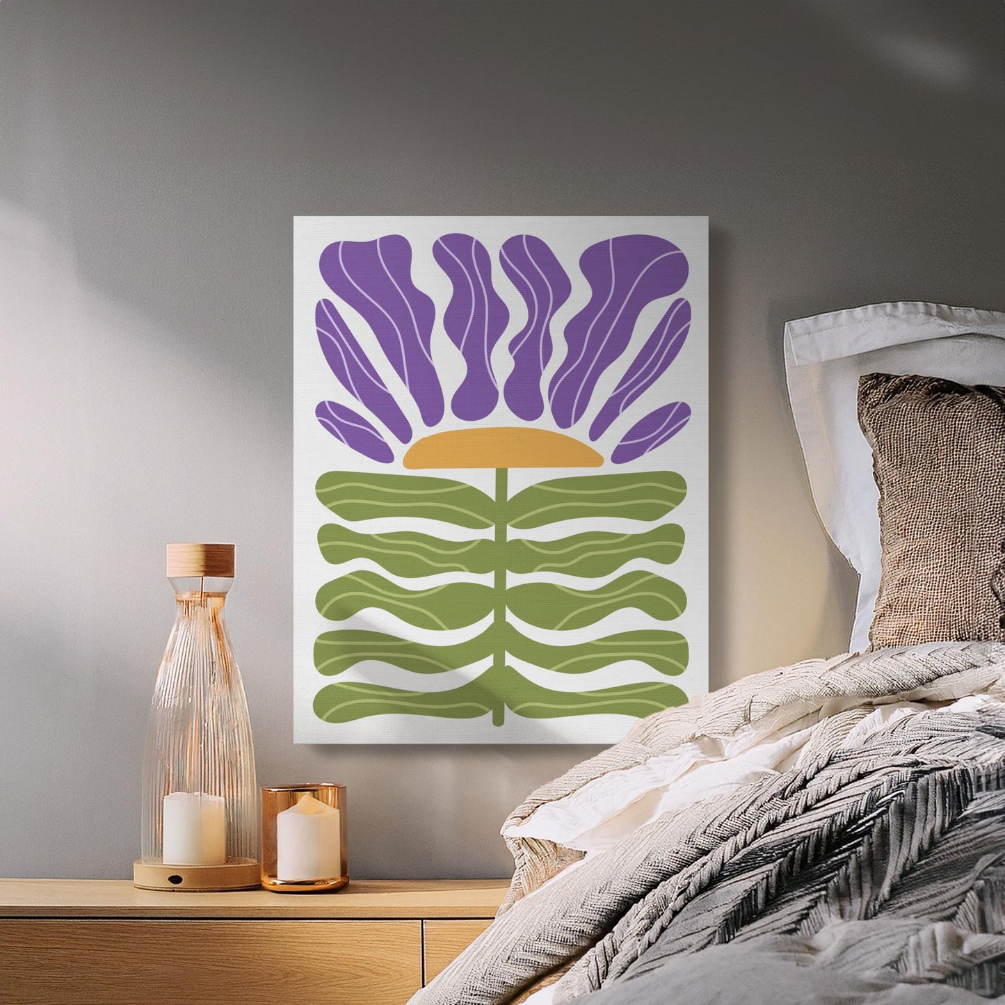 Premium Poster of Purple and Green Floral Wall Art Canvas Wraps