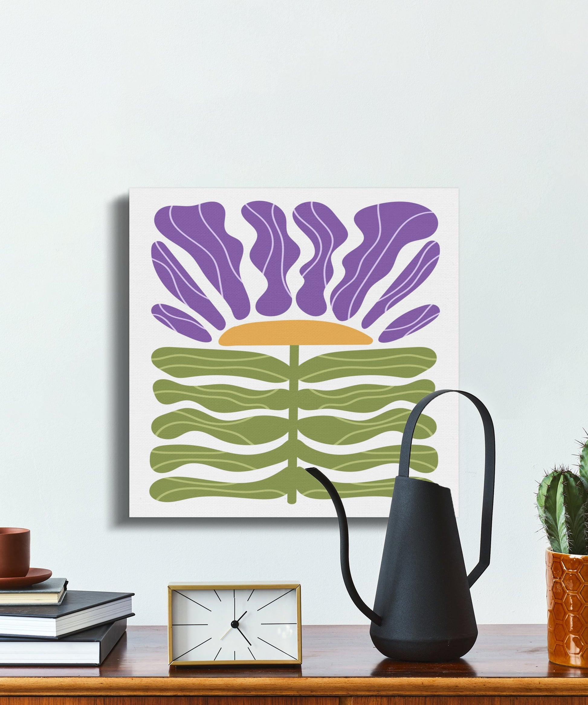 Premium Poster of Purple and Green Floral Wall Art Canvas Wraps