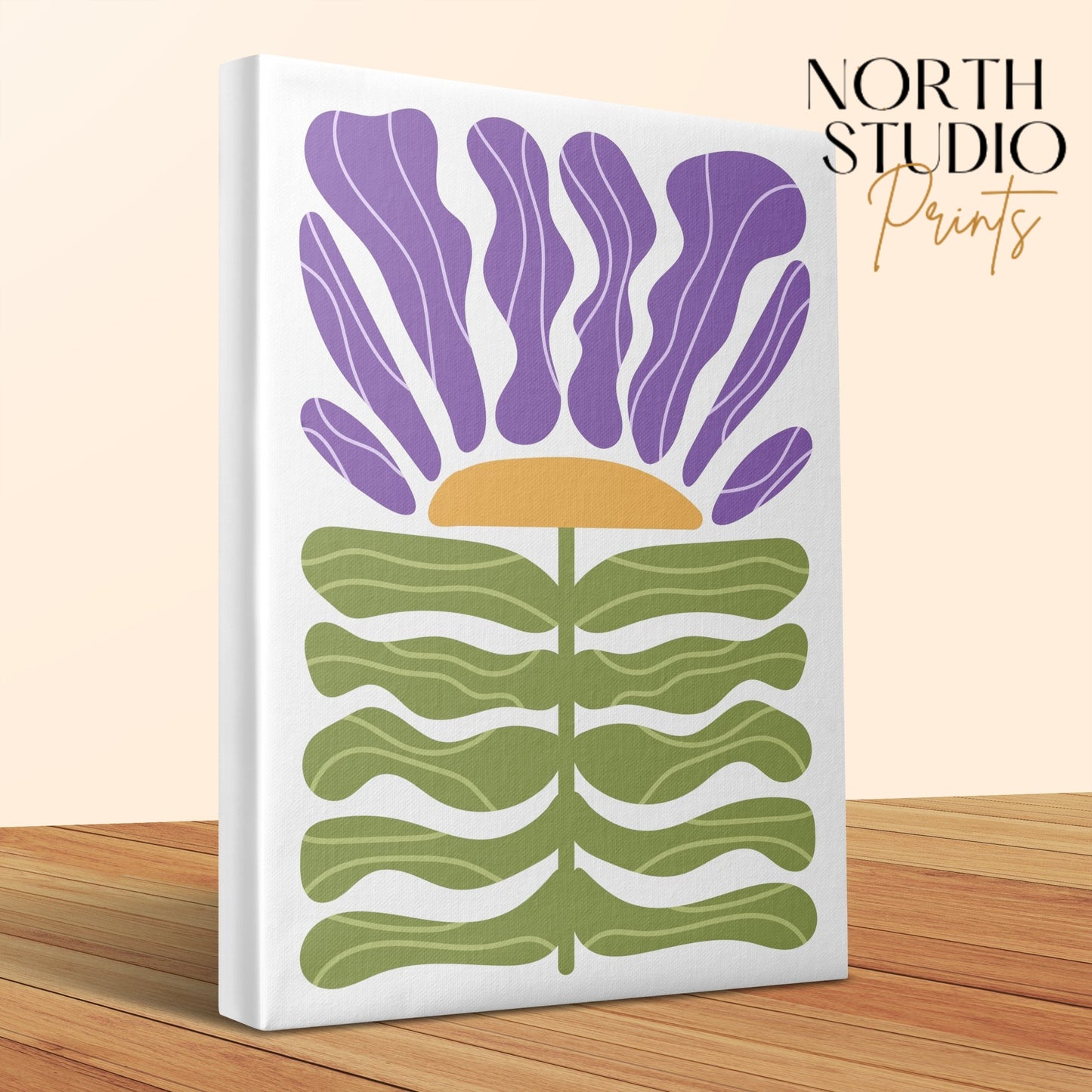 Premium Poster of Purple and Green Floral Wall Art Canvas Wraps