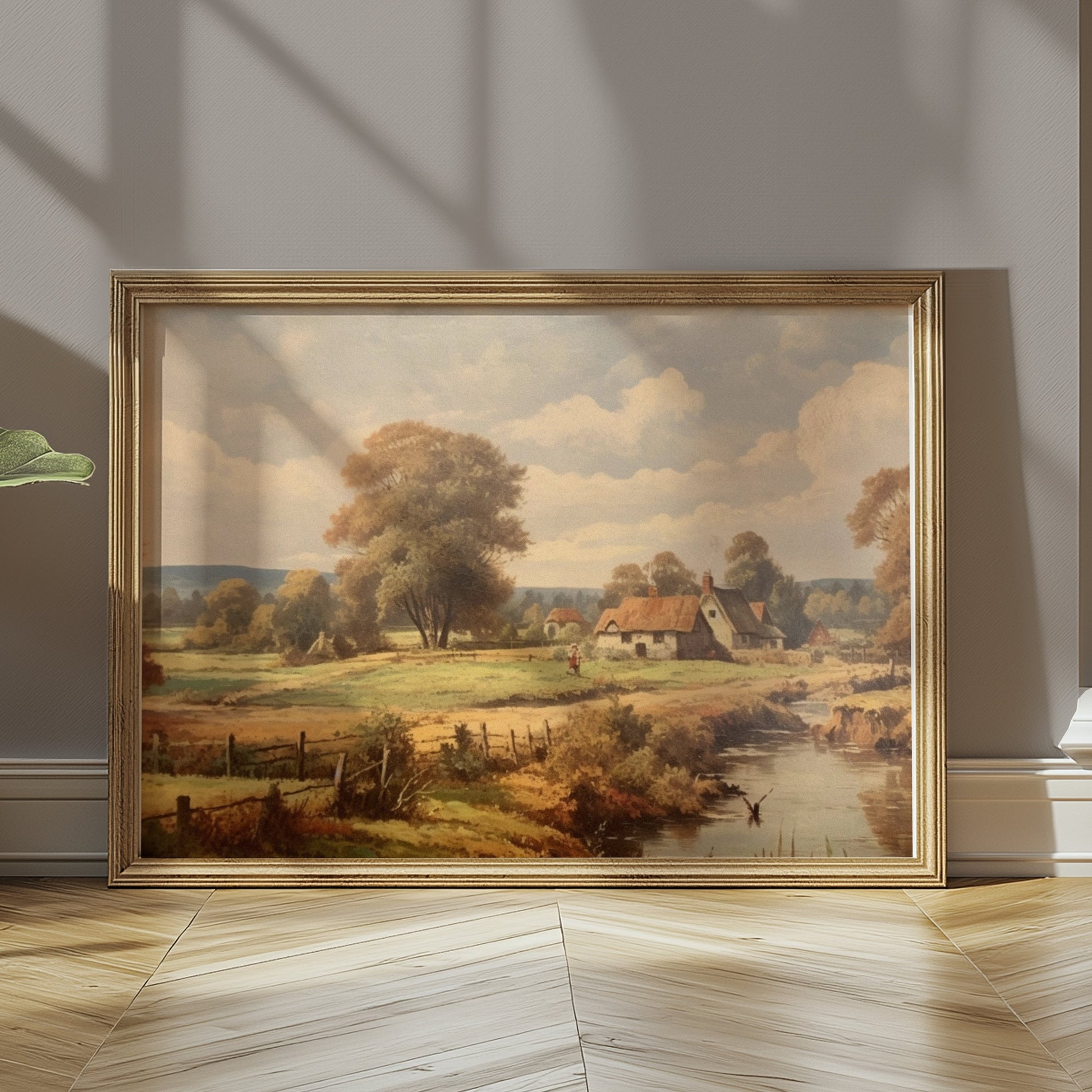 Premium Poster of Quaint Countryside Landscape with Rustic Houses Posters