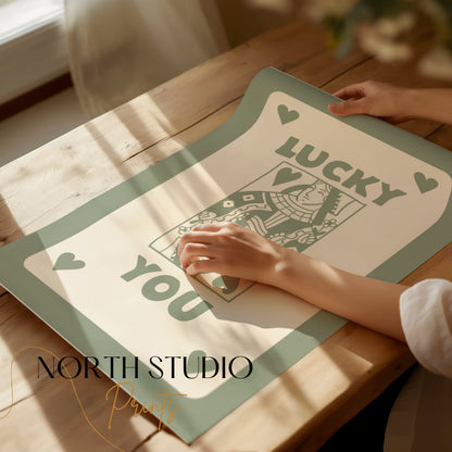 Premium Poster of Queen of Hearts Playing Card Lucky You Posters