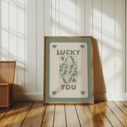 Premium Poster of Queen of Hearts Playing Card Lucky You Posters