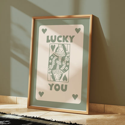 Premium Poster of Queen of Hearts Playing Card Lucky You Posters
