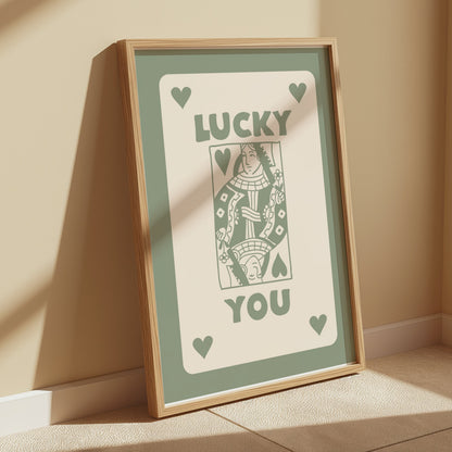 Premium Poster of Queen of Hearts Playing Card Lucky You Posters