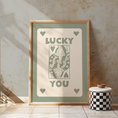 Premium Poster of Queen of Hearts Playing Card Lucky You Posters
