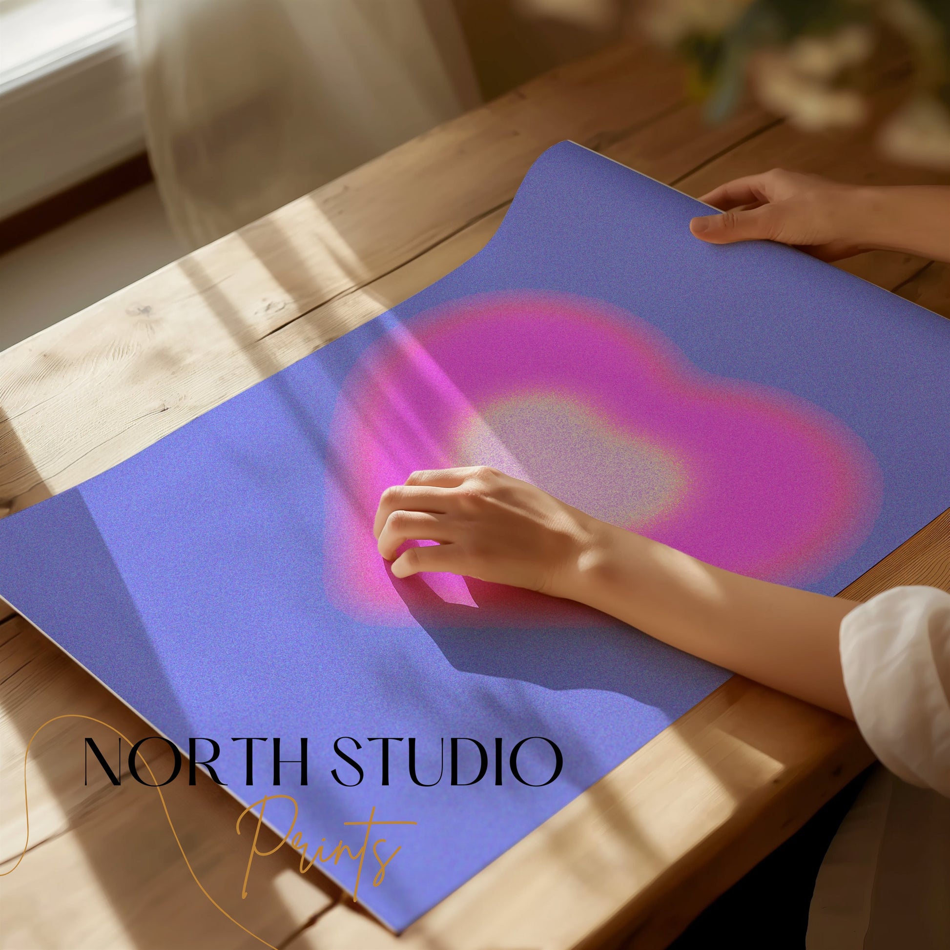 Premium Poster of Radiant Pink Heart with Blue Background Posters