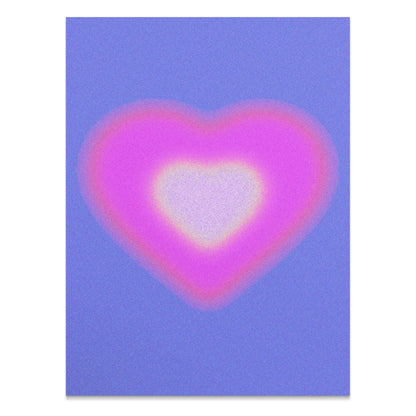 Premium Poster of Radiant Pink Heart with Blue Background Posters