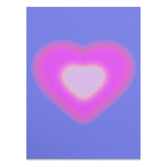 Premium Poster of Radiant Pink Heart with Blue Background Posters