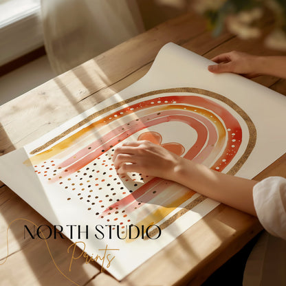 Premium Poster of Rainbow Heart Watercolor Art Print Posters