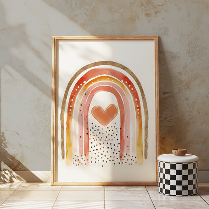 Premium Poster of Rainbow Heart Watercolor Art Print Posters