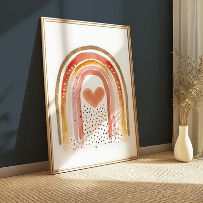 Premium Poster of Rainbow Heart Watercolor Art Print Posters