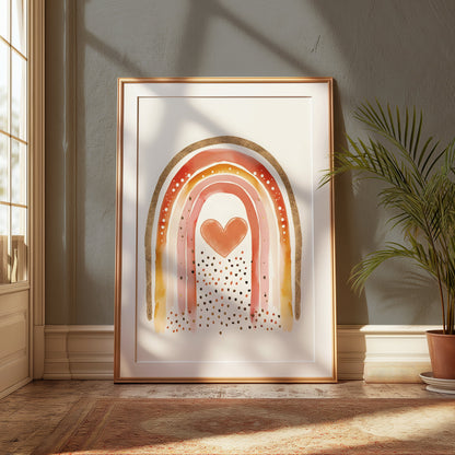 Premium Poster of Rainbow Heart Watercolor Art Print Posters