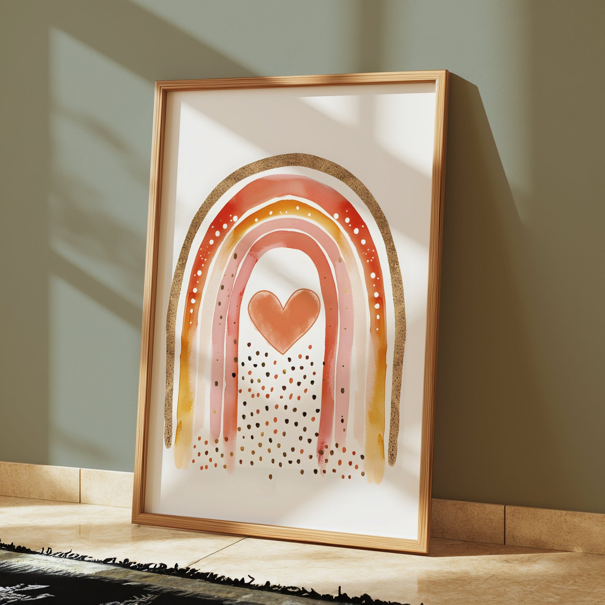Premium Poster of Rainbow Heart Watercolor Art Print Posters