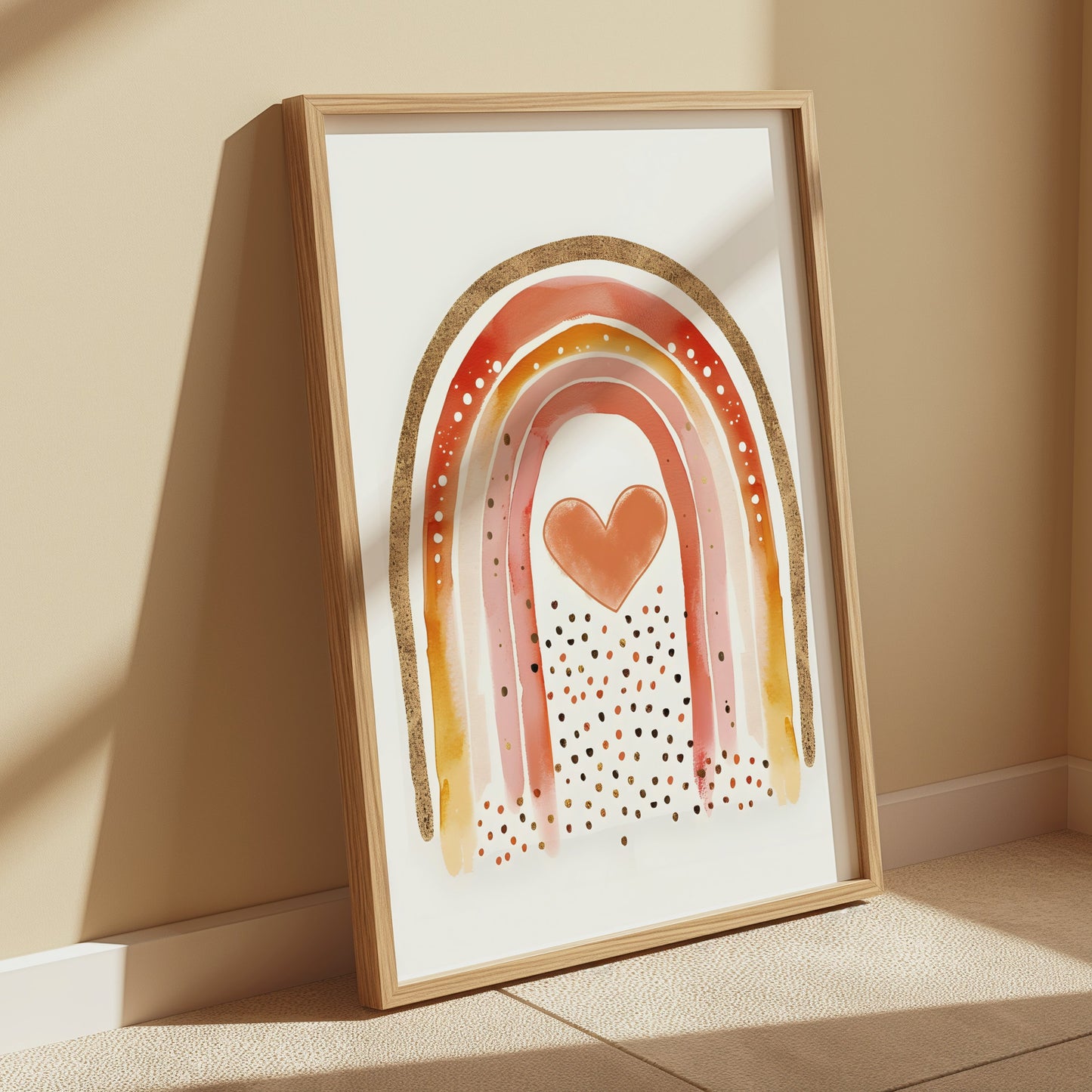 Premium Poster of Rainbow Heart Watercolor Art Print Posters