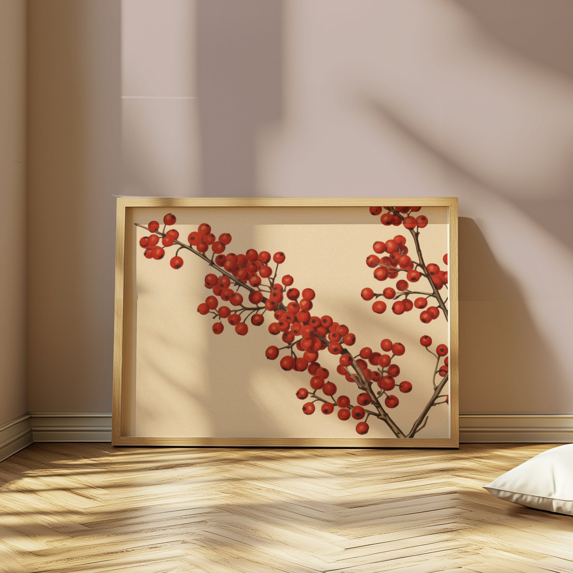 Premium Poster of Red Berries Branches Illustration Art Print Posters