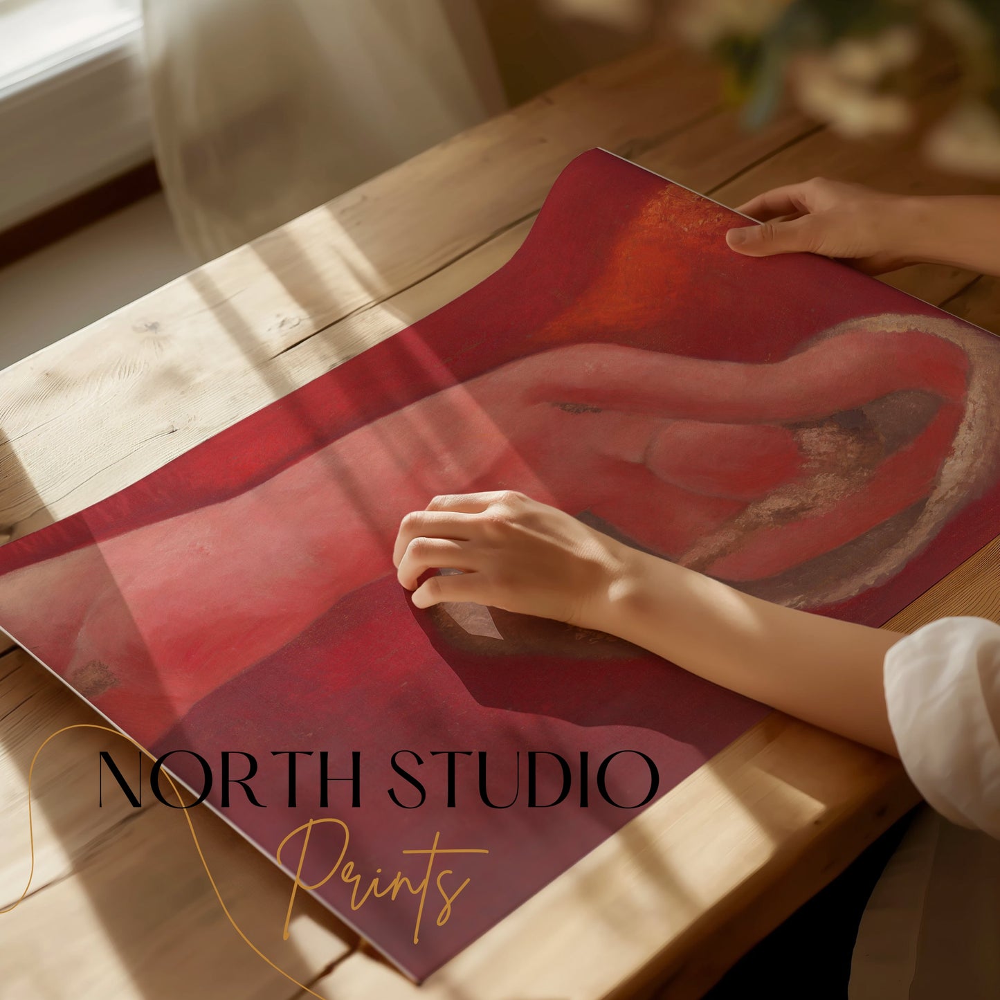 Premium Poster of Red Nude Figure Abstract Art Print Posters