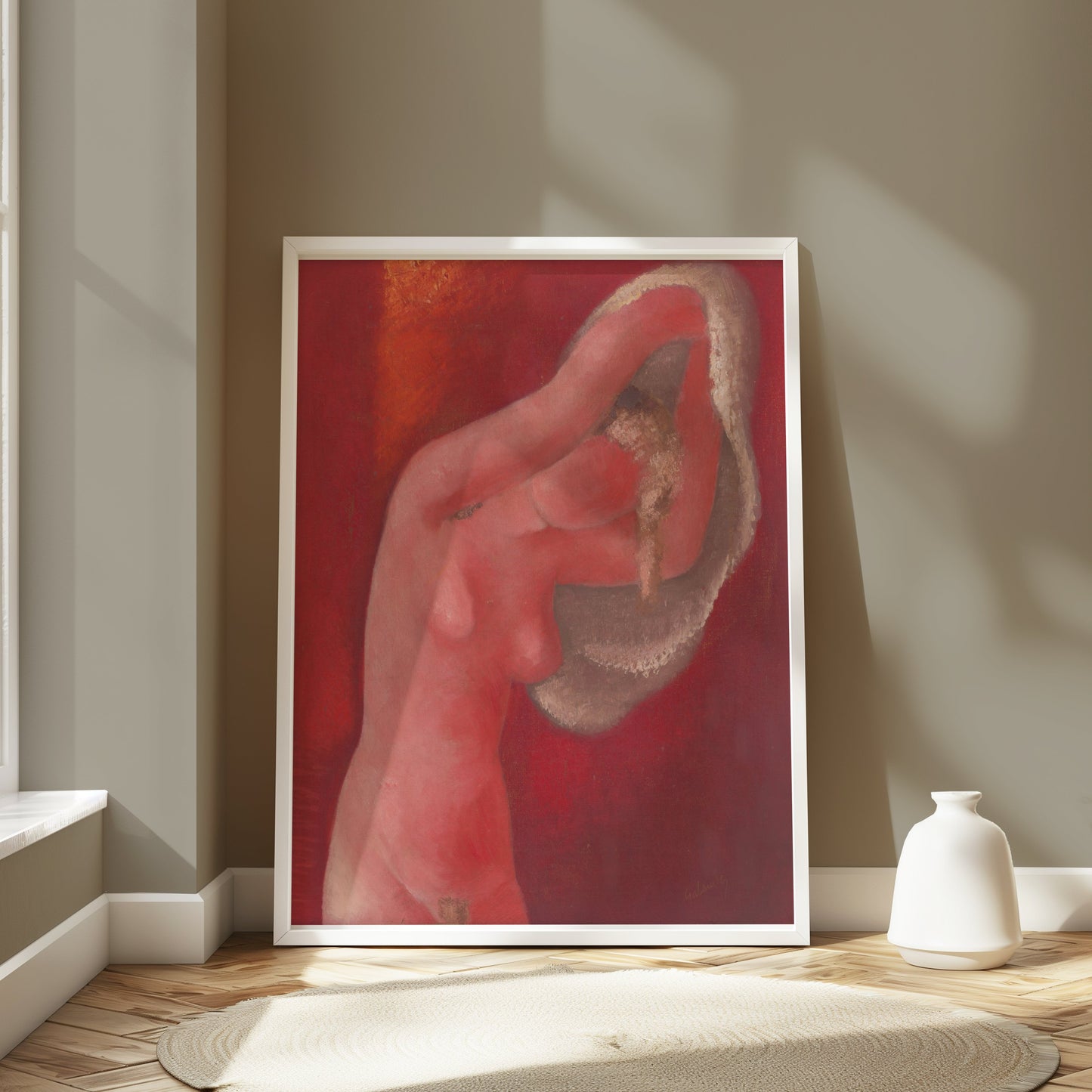 Premium Poster of Red Nude Figure Abstract Art Print Posters