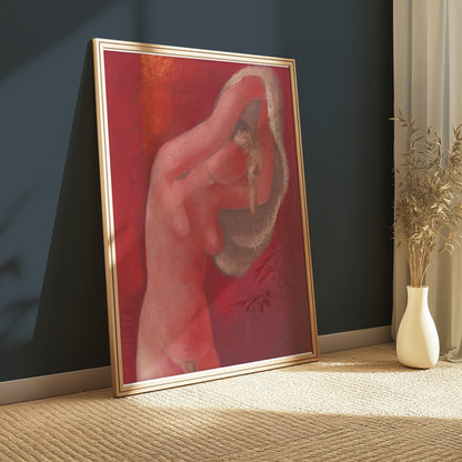 Premium Poster of Red Nude Figure Abstract Art Print Posters