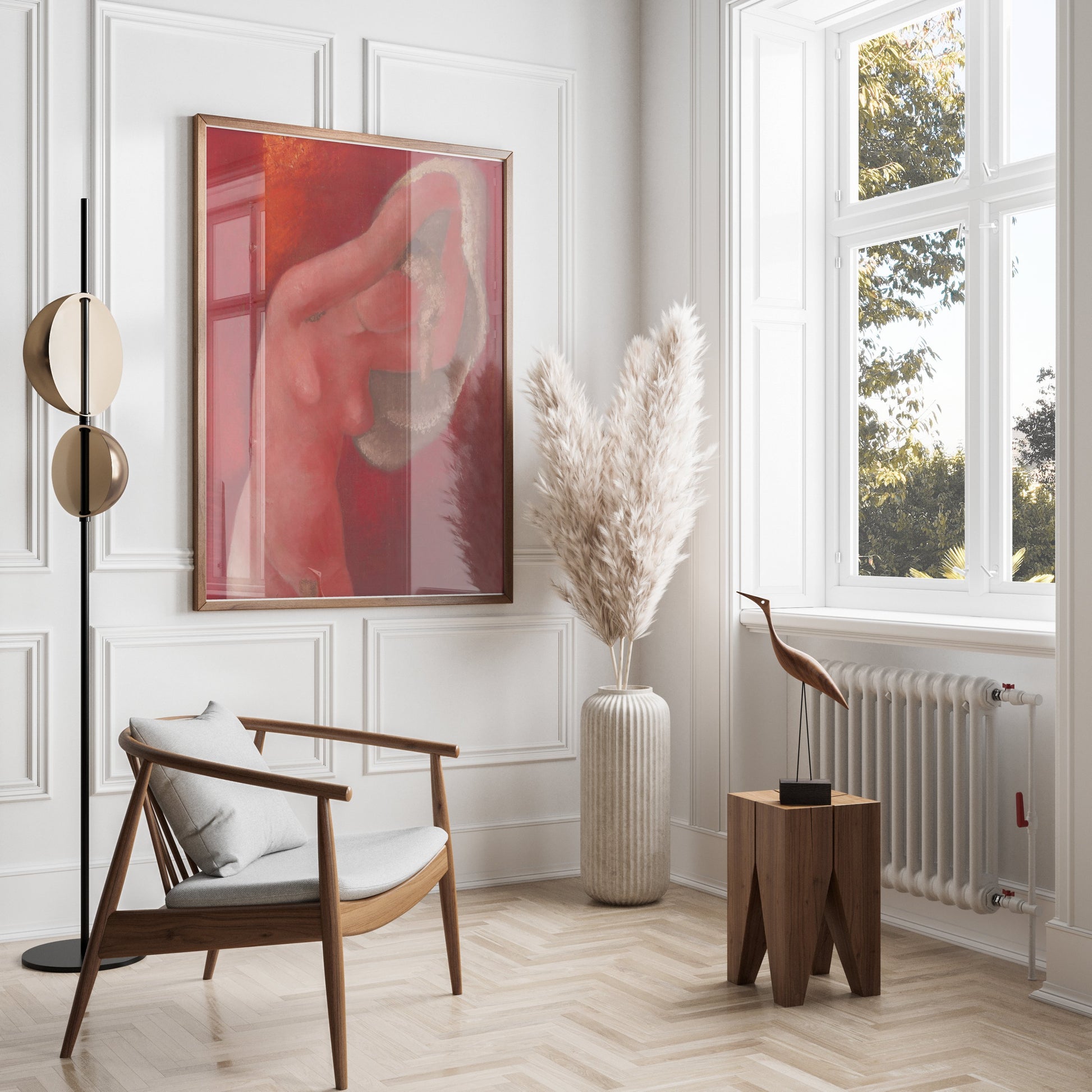 Premium Poster of Red Nude Figure Abstract Art Print Posters
