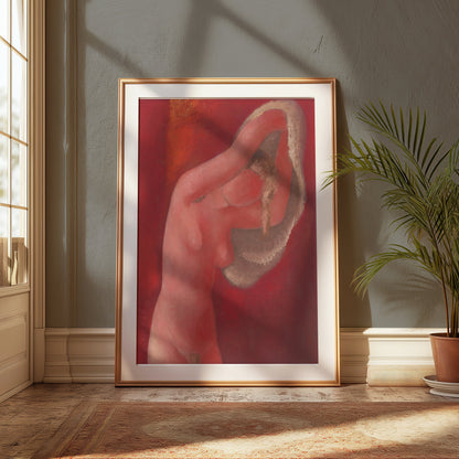 Premium Poster of Red Nude Figure Abstract Art Print Posters